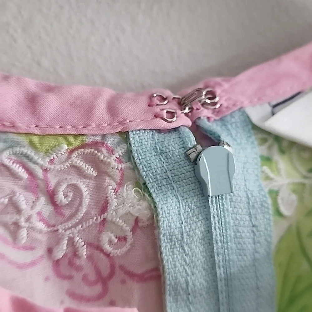 RARE Vintage Lilly Pulitzer Baby Girl Dress - Tropical Floral & Pink Trim Sz 6 M